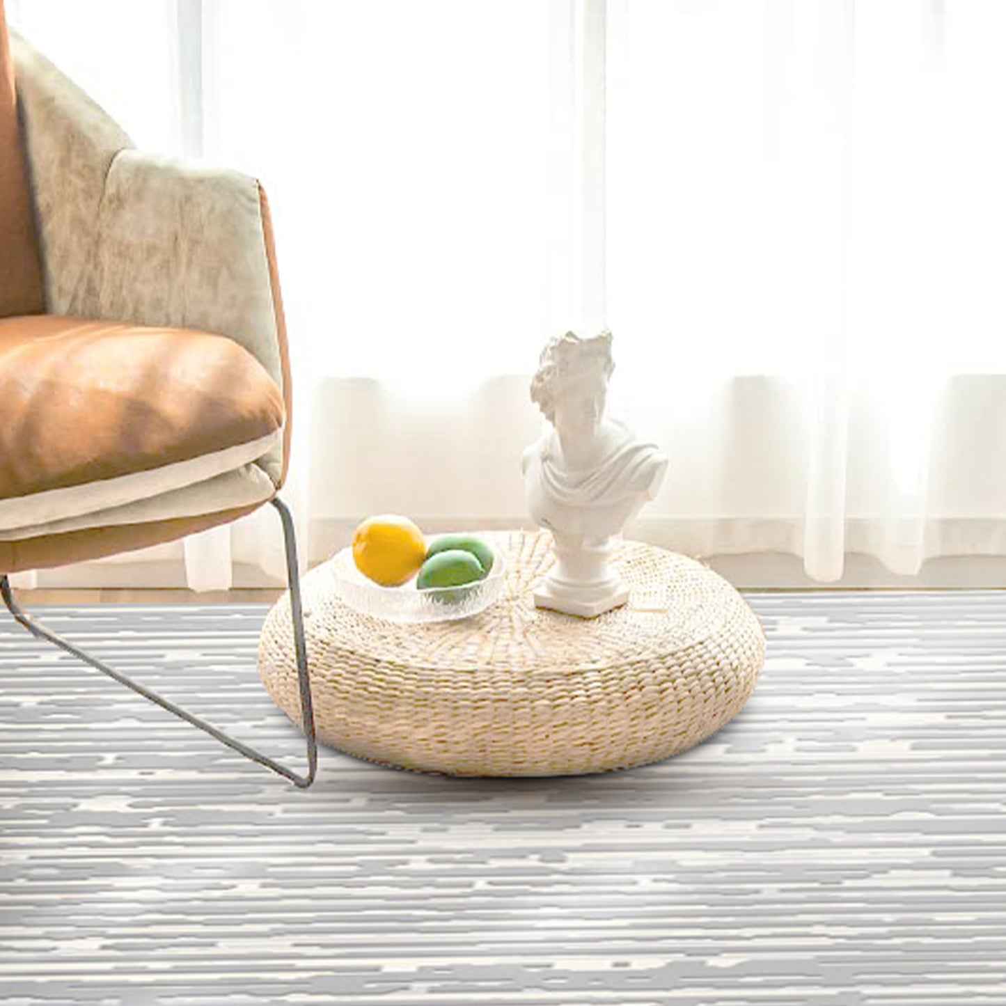 Modern Grey Rectangular Carpet - Art World Gallery