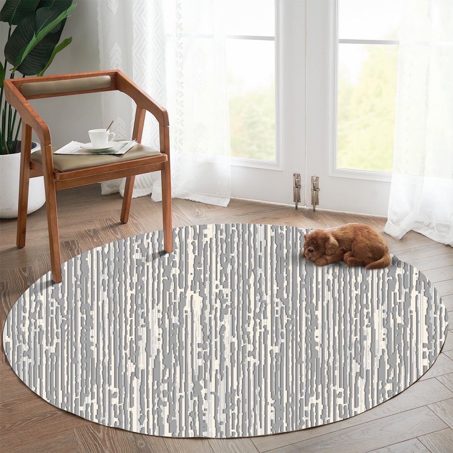 Modern Grey Round Carpet - Art World Gallery