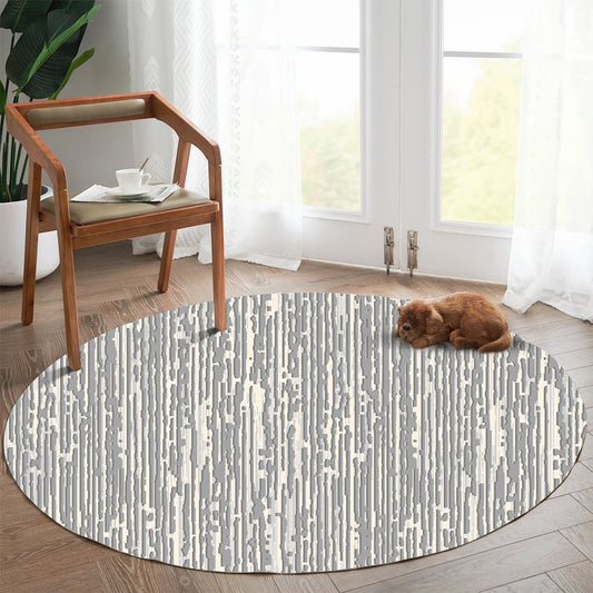 Modern Grey Round Carpet - Art World Gallery