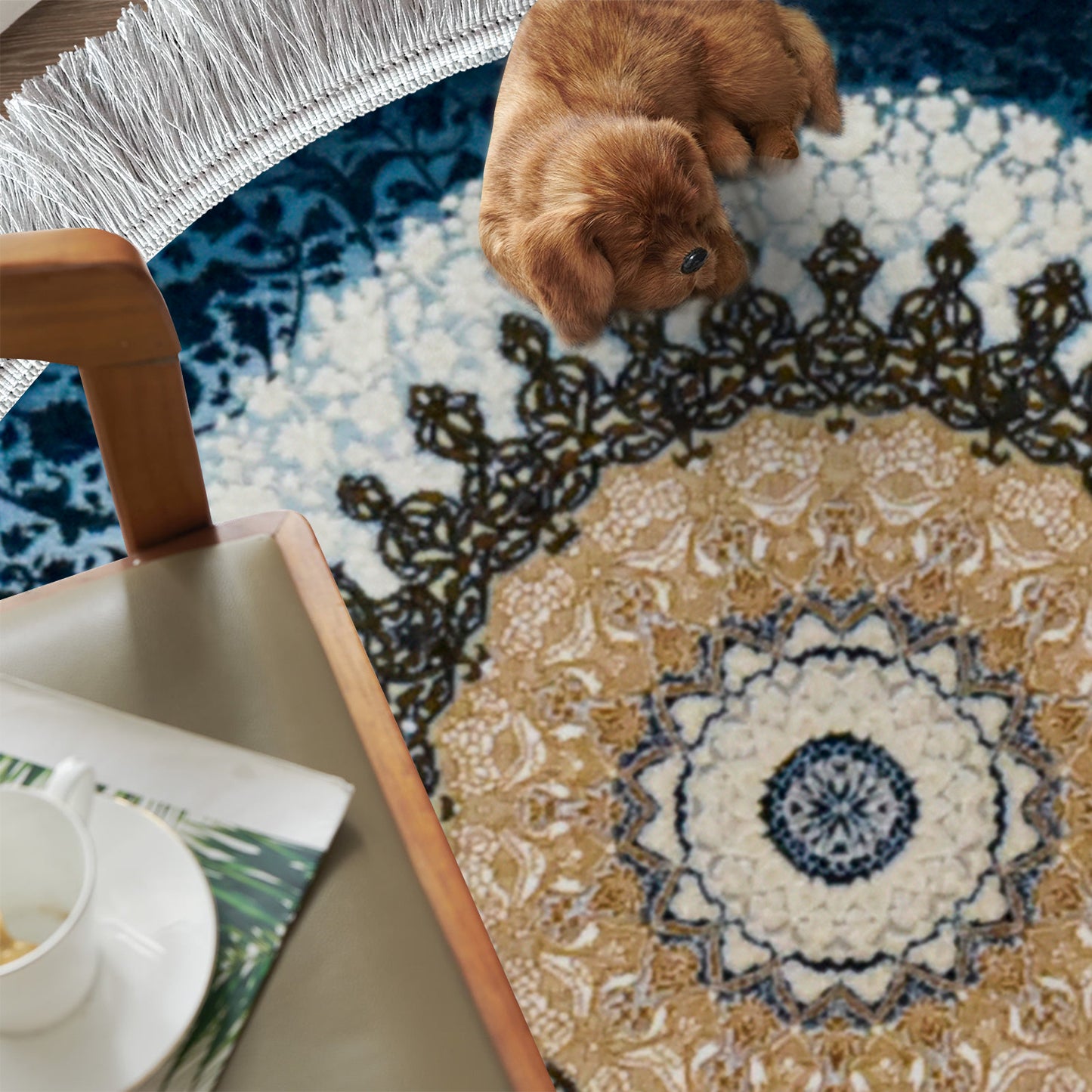 Sadra Blue Round – Classic First Class Iranian Carpet - Art World Gallery