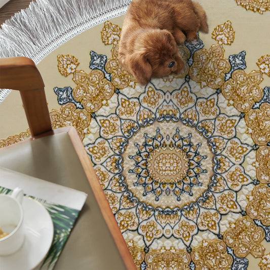 Karen White – Round Classic First Class Iranian Rug - Art World Gallery