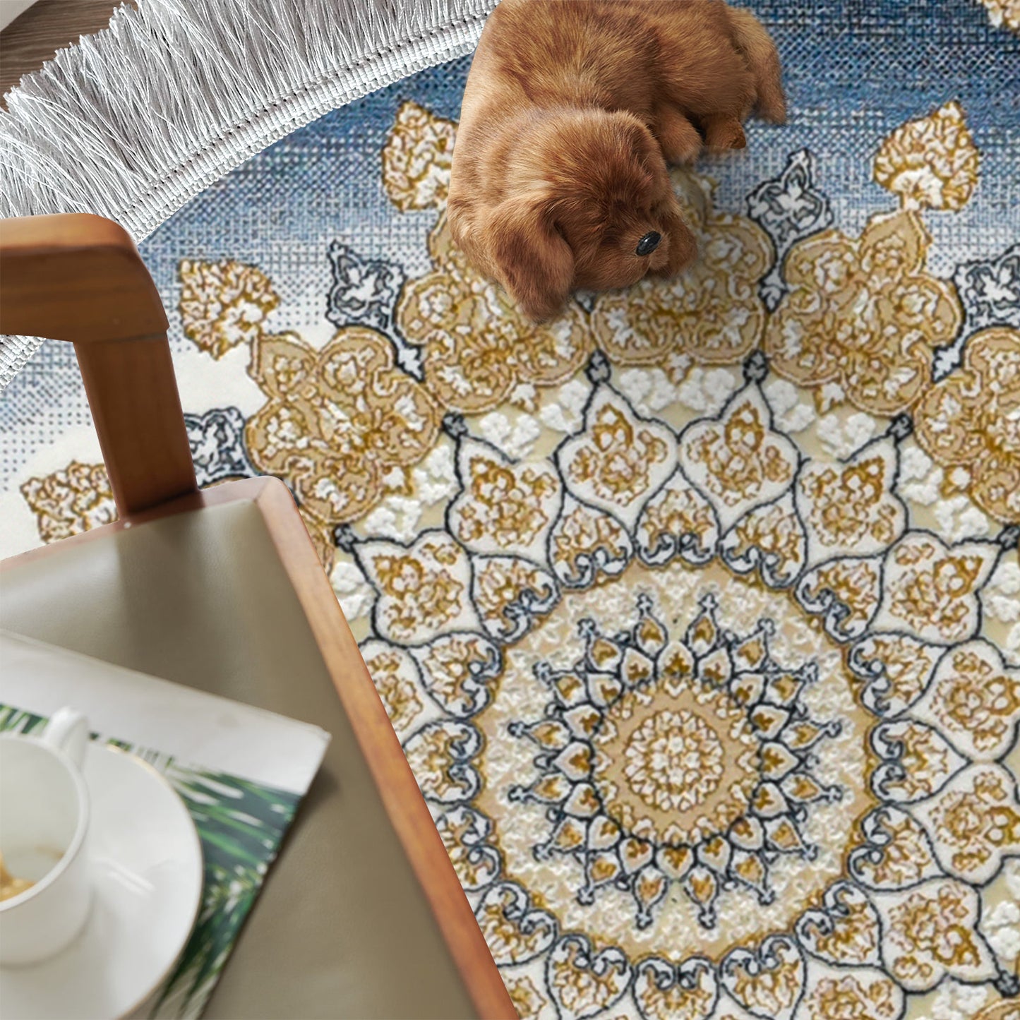 Karen Blue - Round Classic First Class Iranian Rug - Art World Gallery