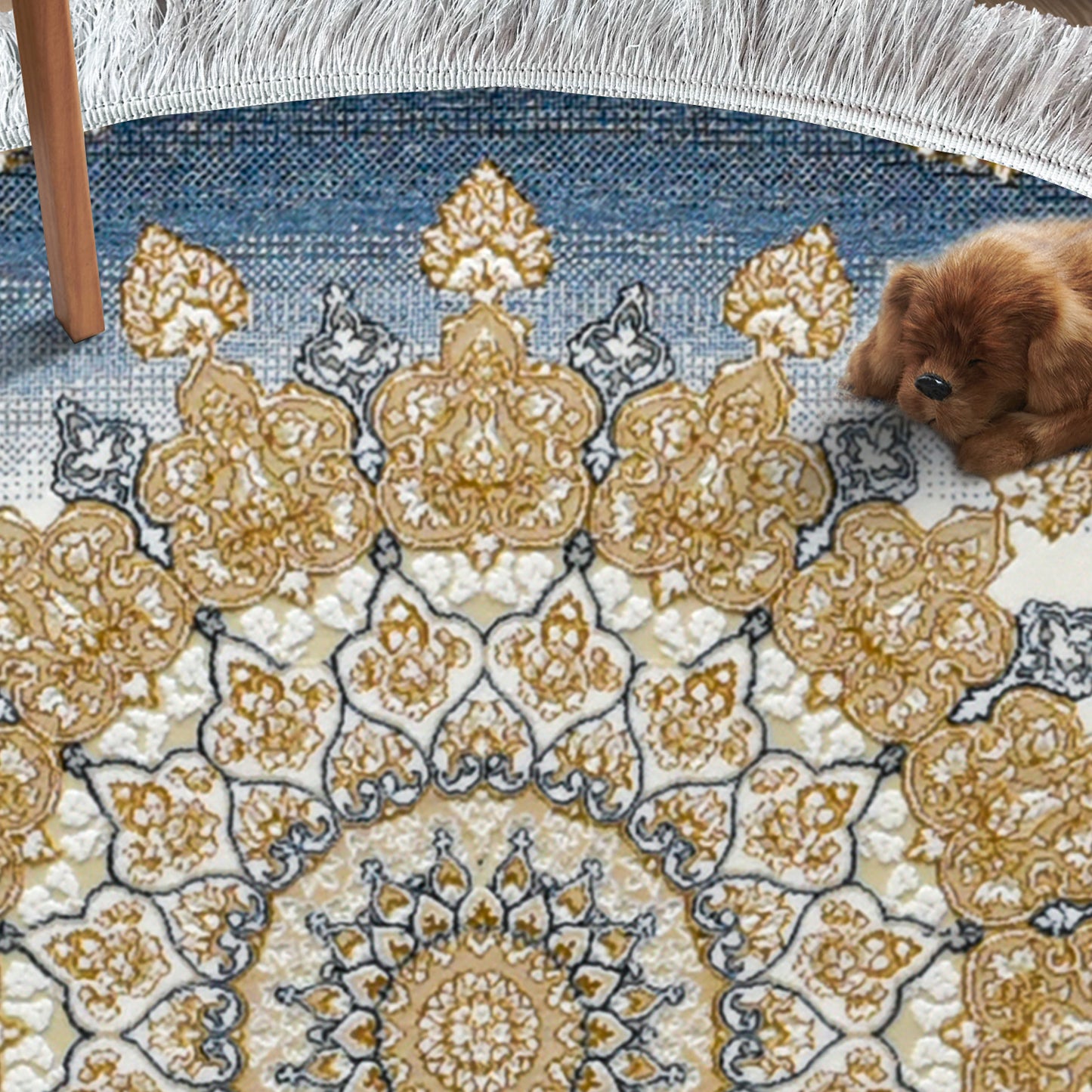 Karen Blue - Round Classic First Class Iranian Rug - Art World Gallery