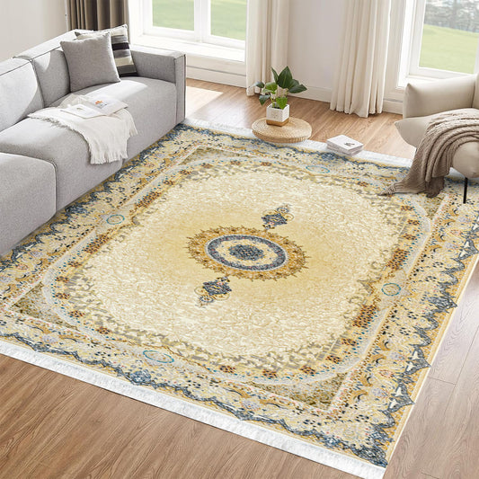 Haliwood Cream Rug – Classic Iranian Elegance with Intricate Patterns - Art World Gallery