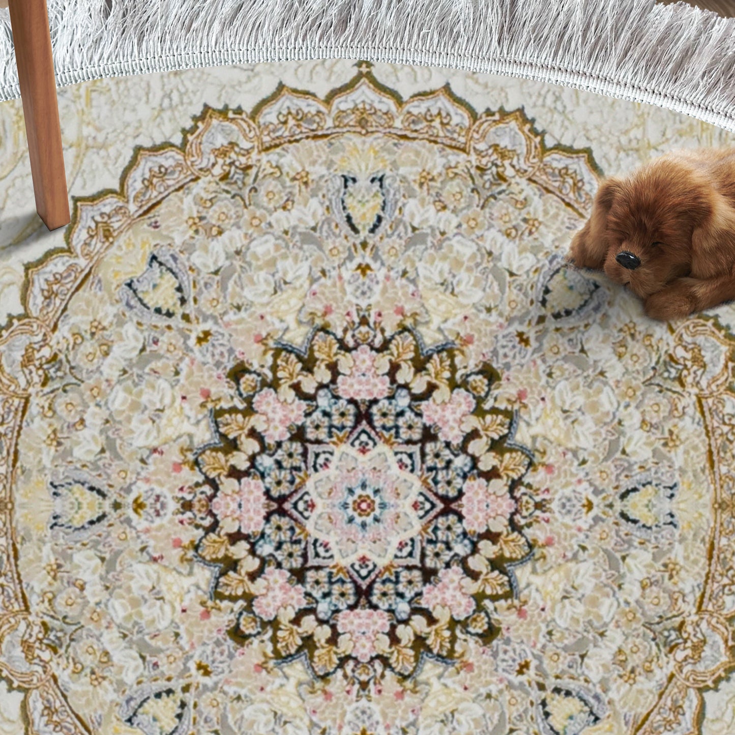 Linda Cream - Round Classic First Class Iranian Rug - Art World Gallery