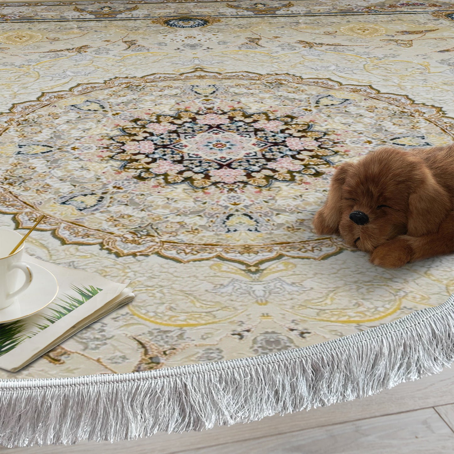 Linda Cream - Round Classic First Class Iranian Rug - Art World Gallery