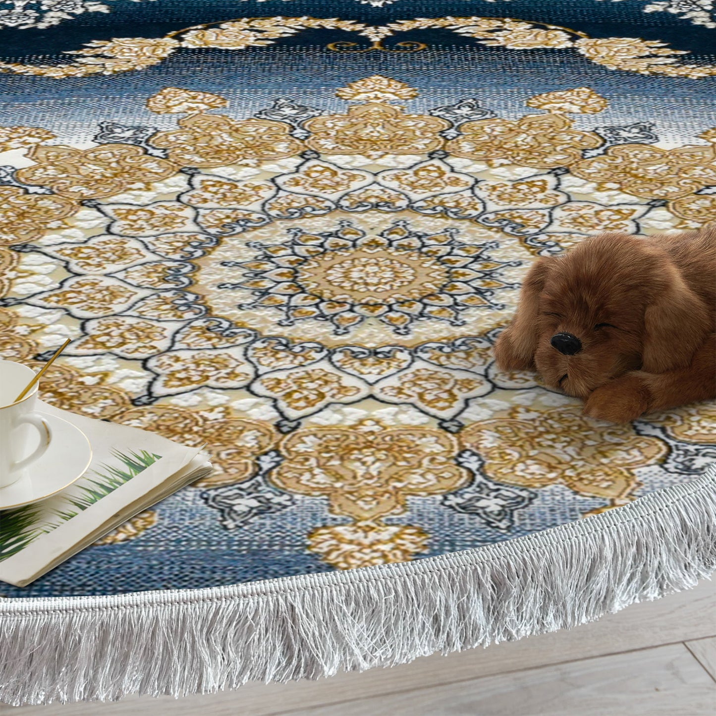 Karen Blue - Round Classic First Class Iranian Rug - Art World Gallery