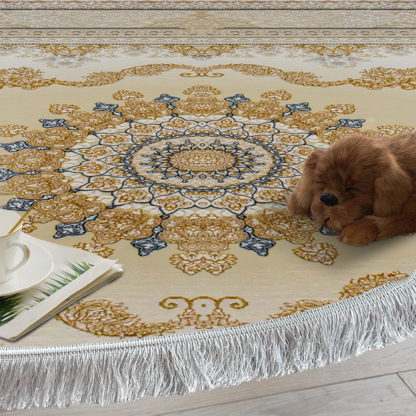 Karen White – Round Classic First Class Iranian Rug - Art World Gallery