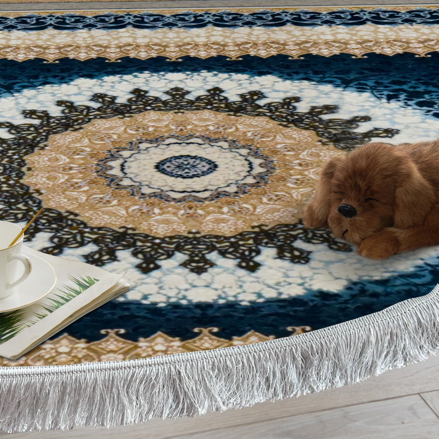 Sadra Blue Round – Classic First Class Iranian Carpet - Art World Gallery