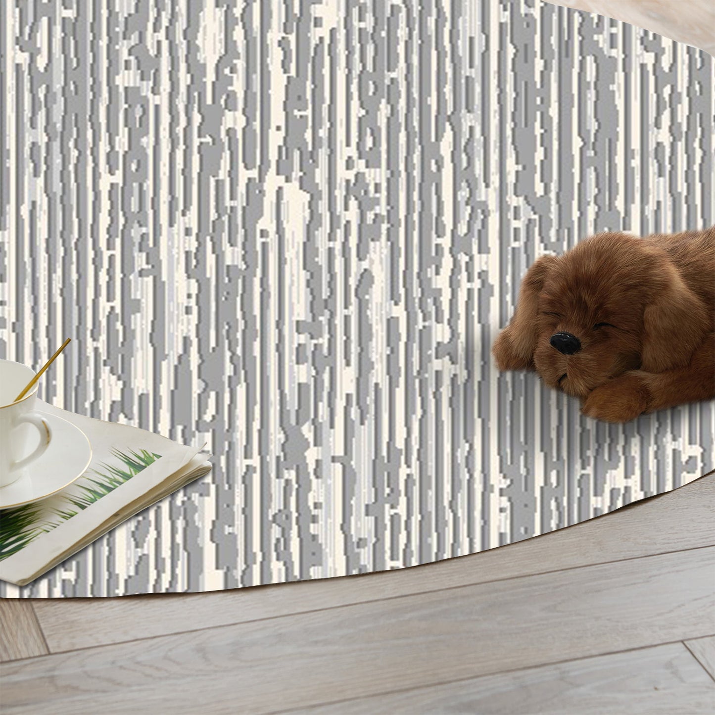 Modern Grey Round Carpet - Art World Gallery