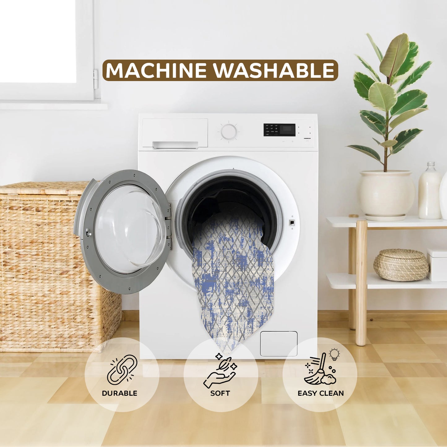 Modern Grey & Blue Carpet - Art World Gallery