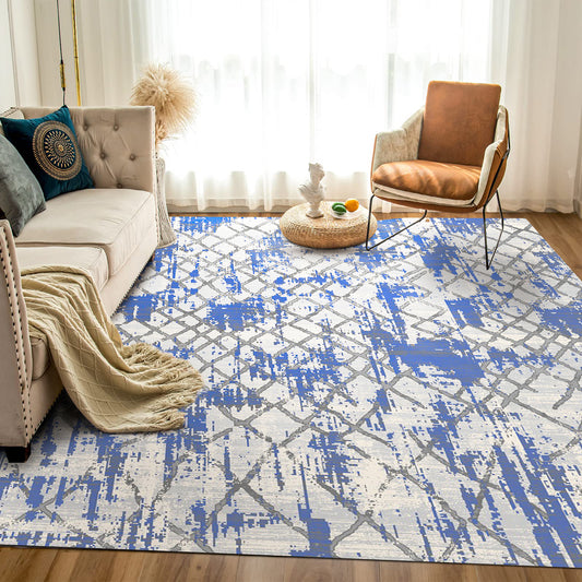 Modern Grey & Blue Carpet - Art World Gallery