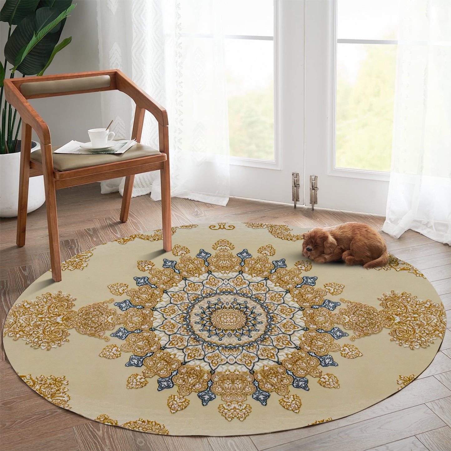 Karen White – Round Classic First Class Iranian Rug - Art World Gallery