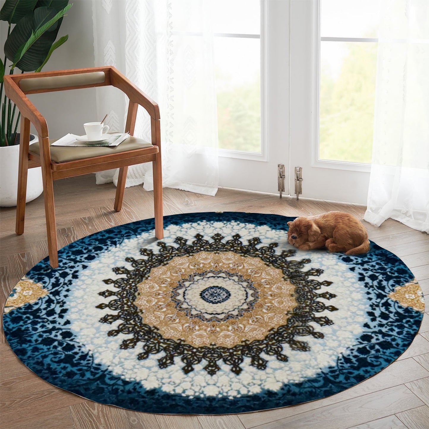 Sadra Blue Round – Classic First Class Iranian Carpet - Art World Gallery