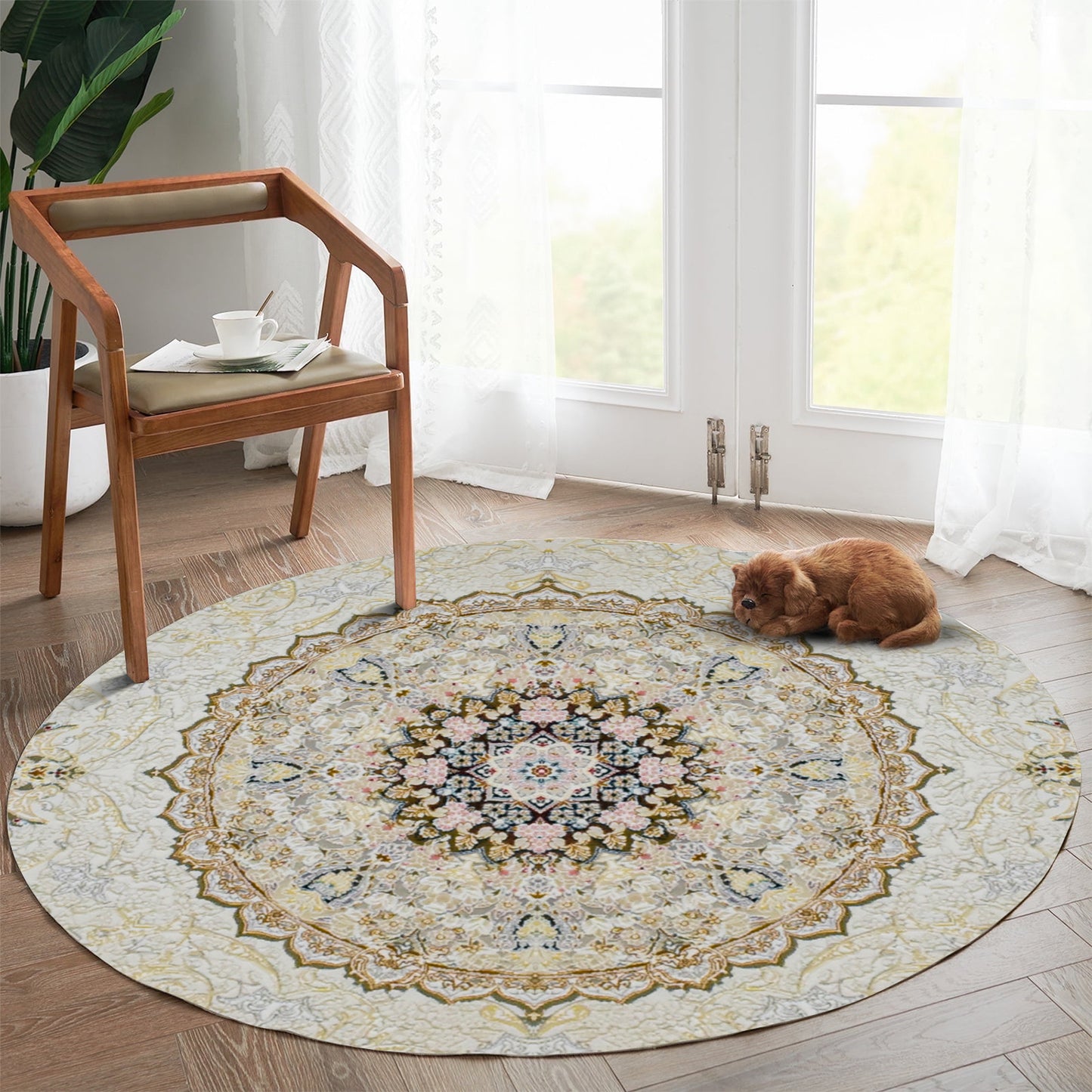 Linda Cream - Round Classic First Class Iranian Rug - Art World Gallery