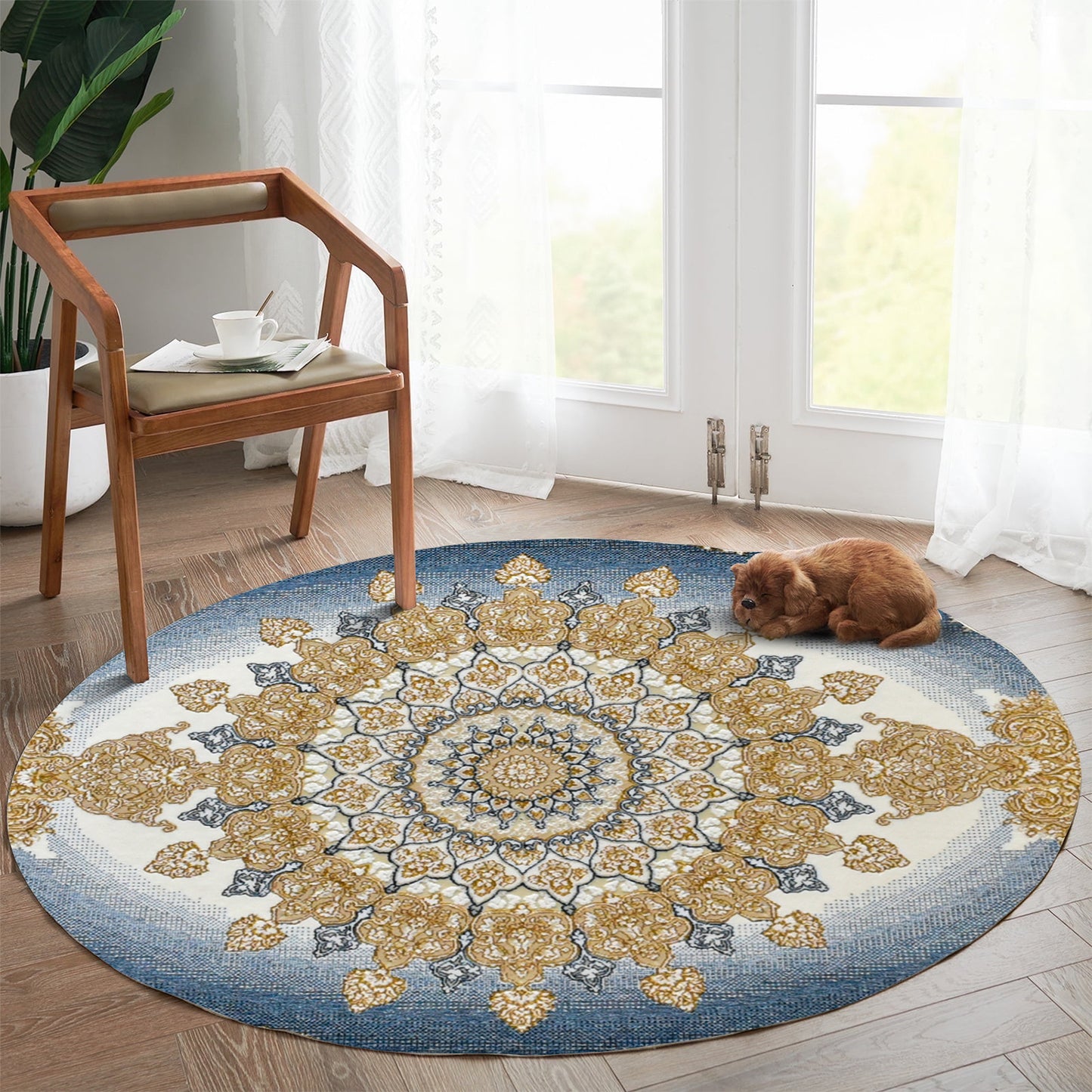 Karen Blue - Round Classic First Class Iranian Rug - Art World Gallery