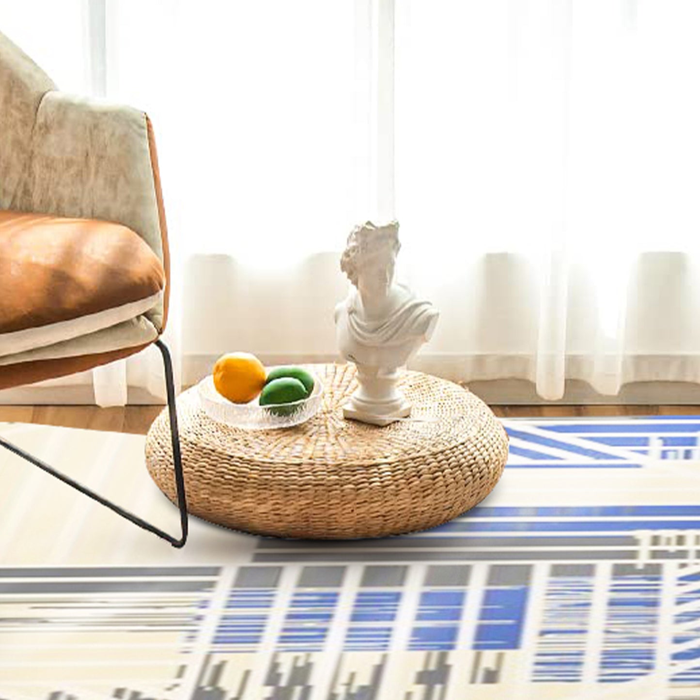 Modern Grey & Blue Carpet - Art World Gallery