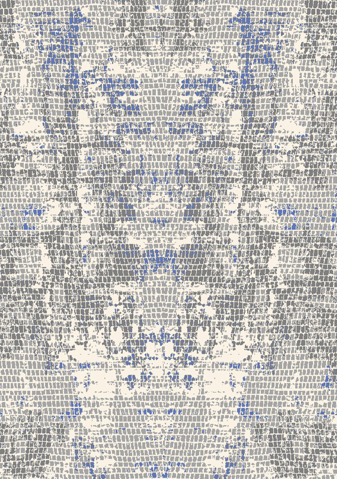 Modern Grey Rectangular Carpet with Navy Accents - Art World Gallery