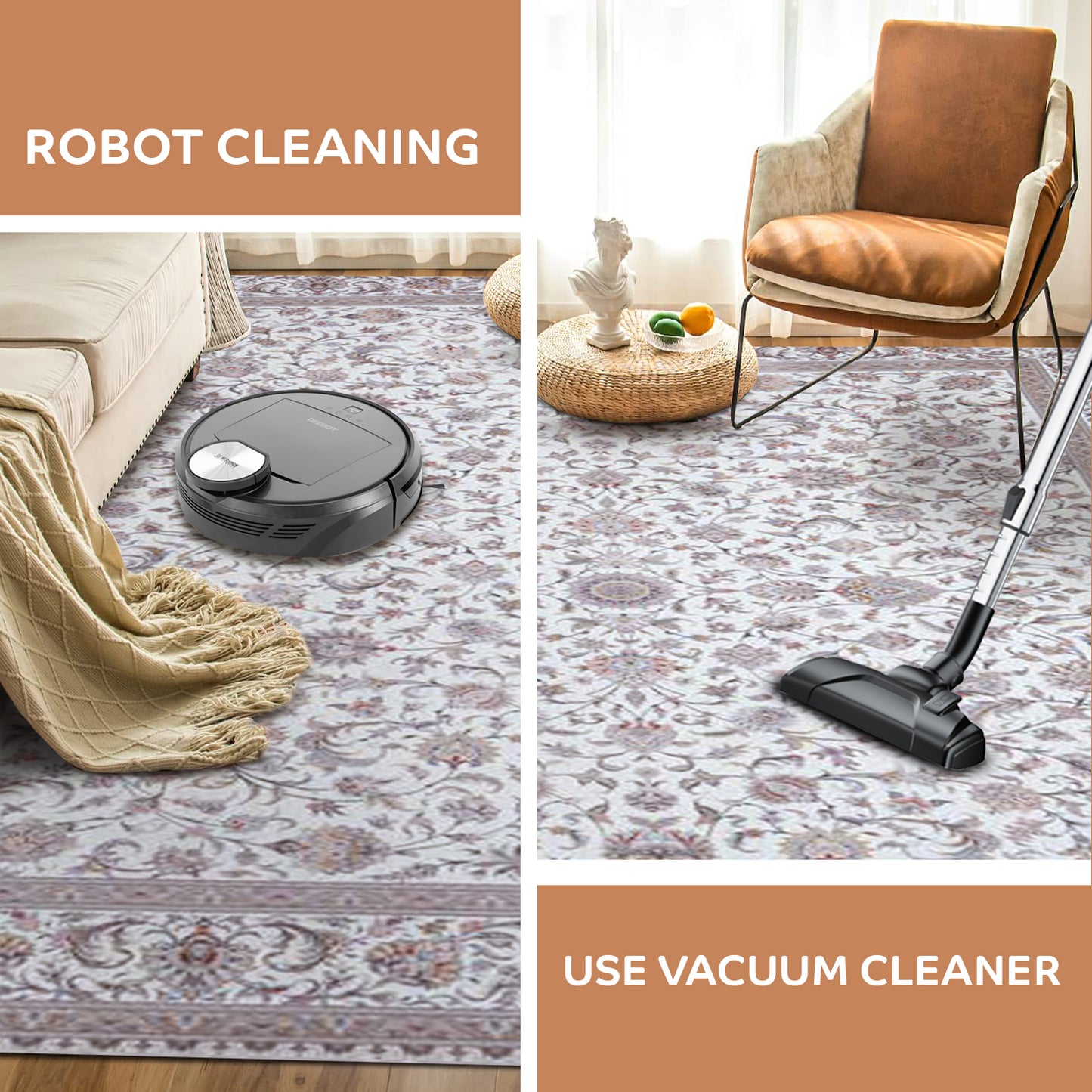 Atlantis Rug – Classic Iranian Elegance in Brown & Cream - Art World Gallery