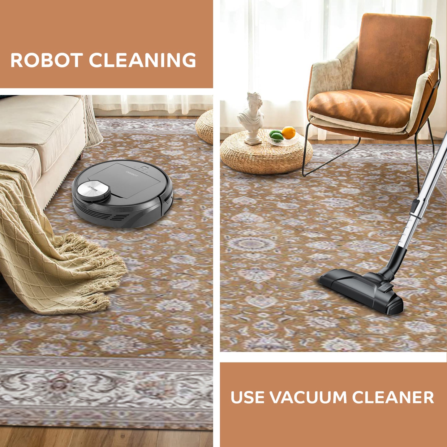 Atlantis Rug – Classic Iranian Elegance in Brown & Cream - Art World Gallery