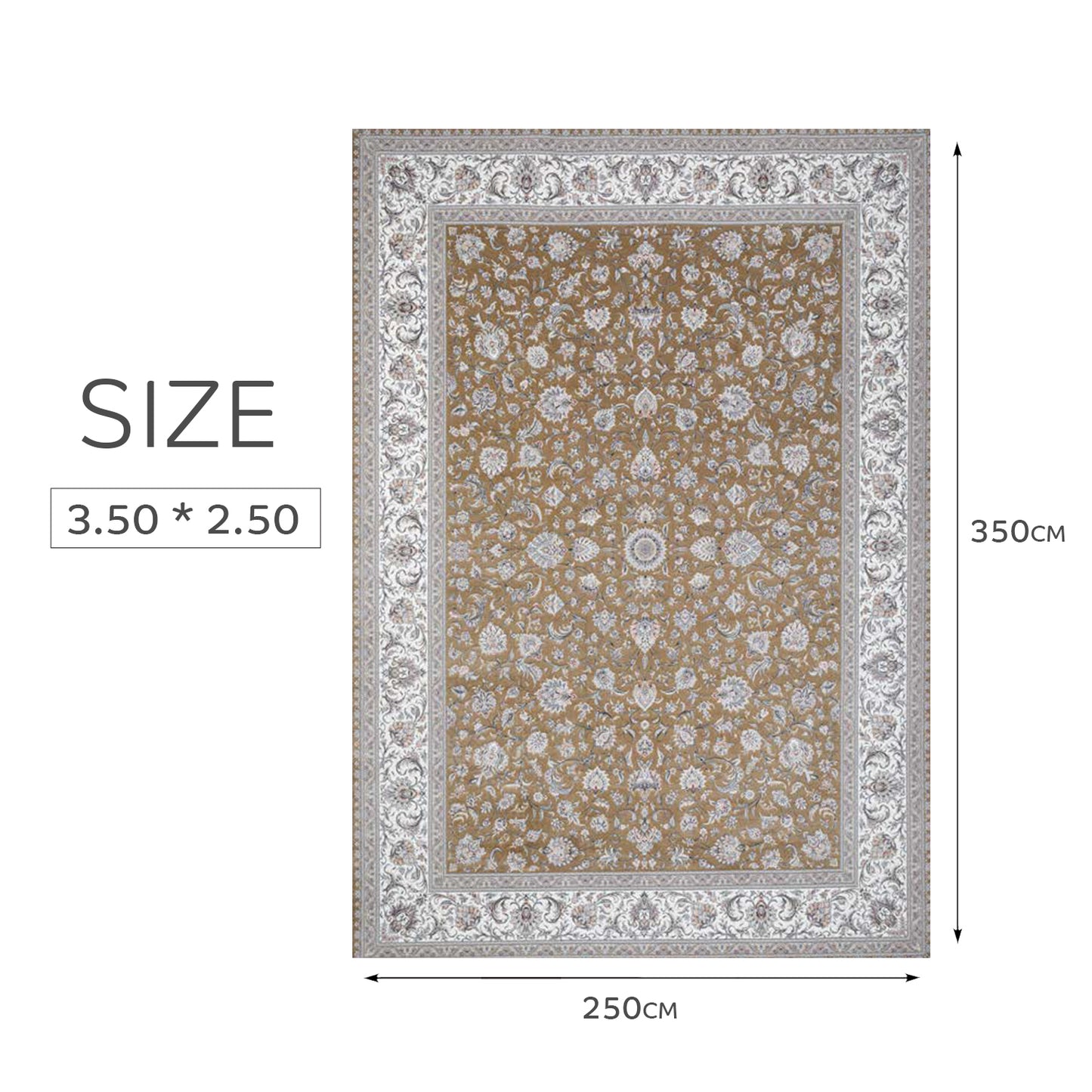 Atlantis Rug – Classic Iranian Elegance in Brown & Cream - Art World Gallery