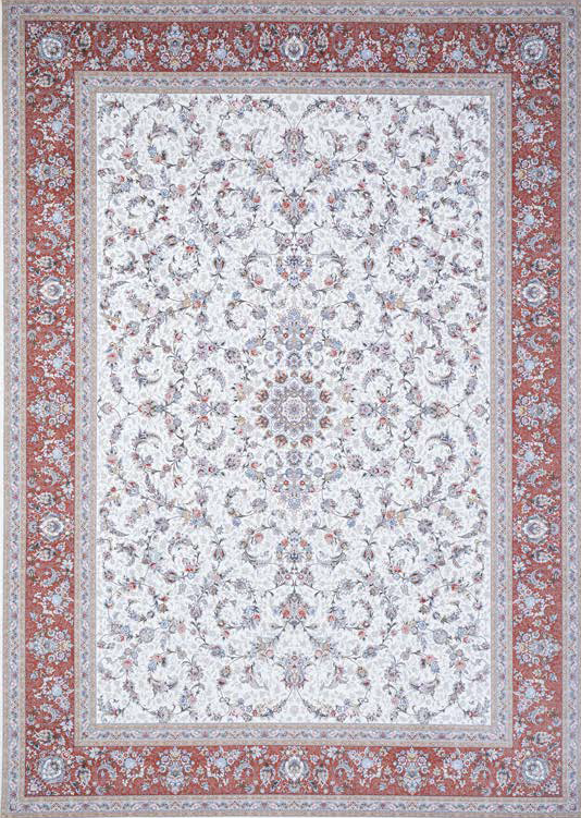 Atlantis Rug – Classic Iranian Elegance in Cream & Red - Art World Gallery