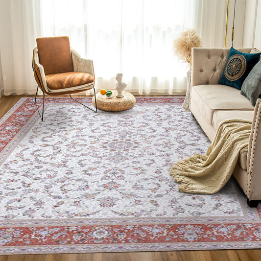Atlantis Rug – Classic Iranian Elegance in Cream & Red - Art World Gallery