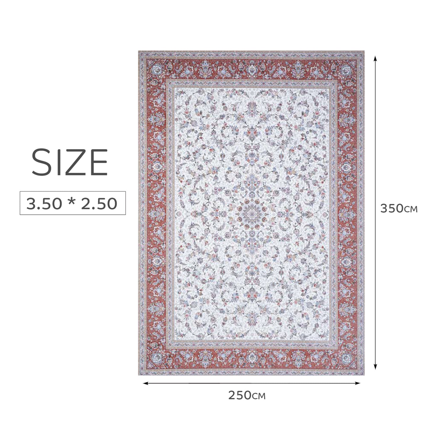 Atlantis Rug – Classic Iranian Elegance in Cream & Red - Art World Gallery