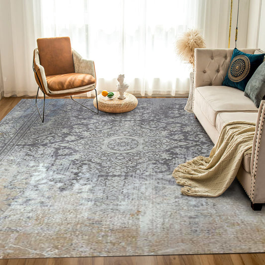 Atlantis Rug – Classic Iranian Elegance in Gray & Cream - Art World Gallery