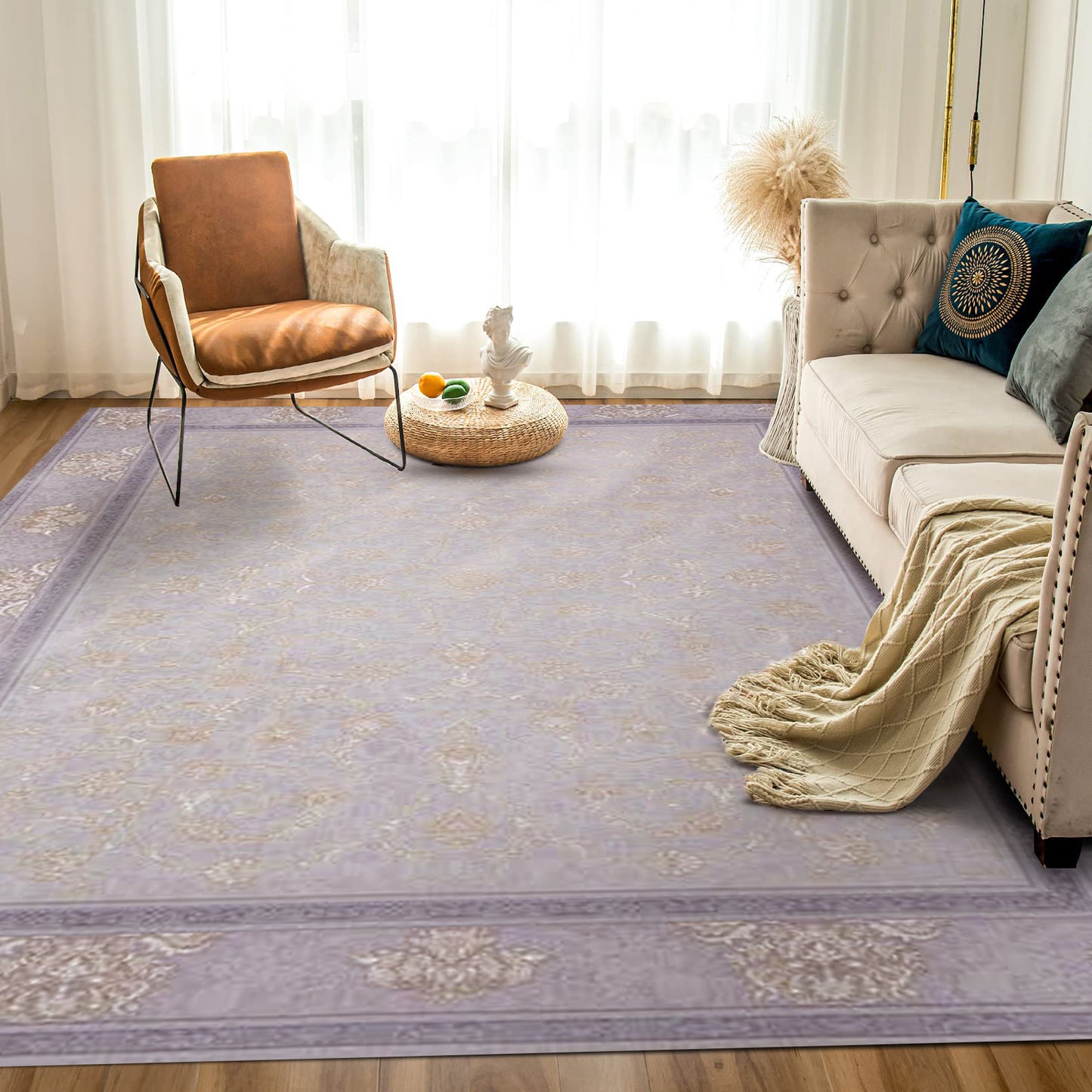 Atlantis Rug – Classic Iranian Elegance in Gray & Cream - Art World Gallery