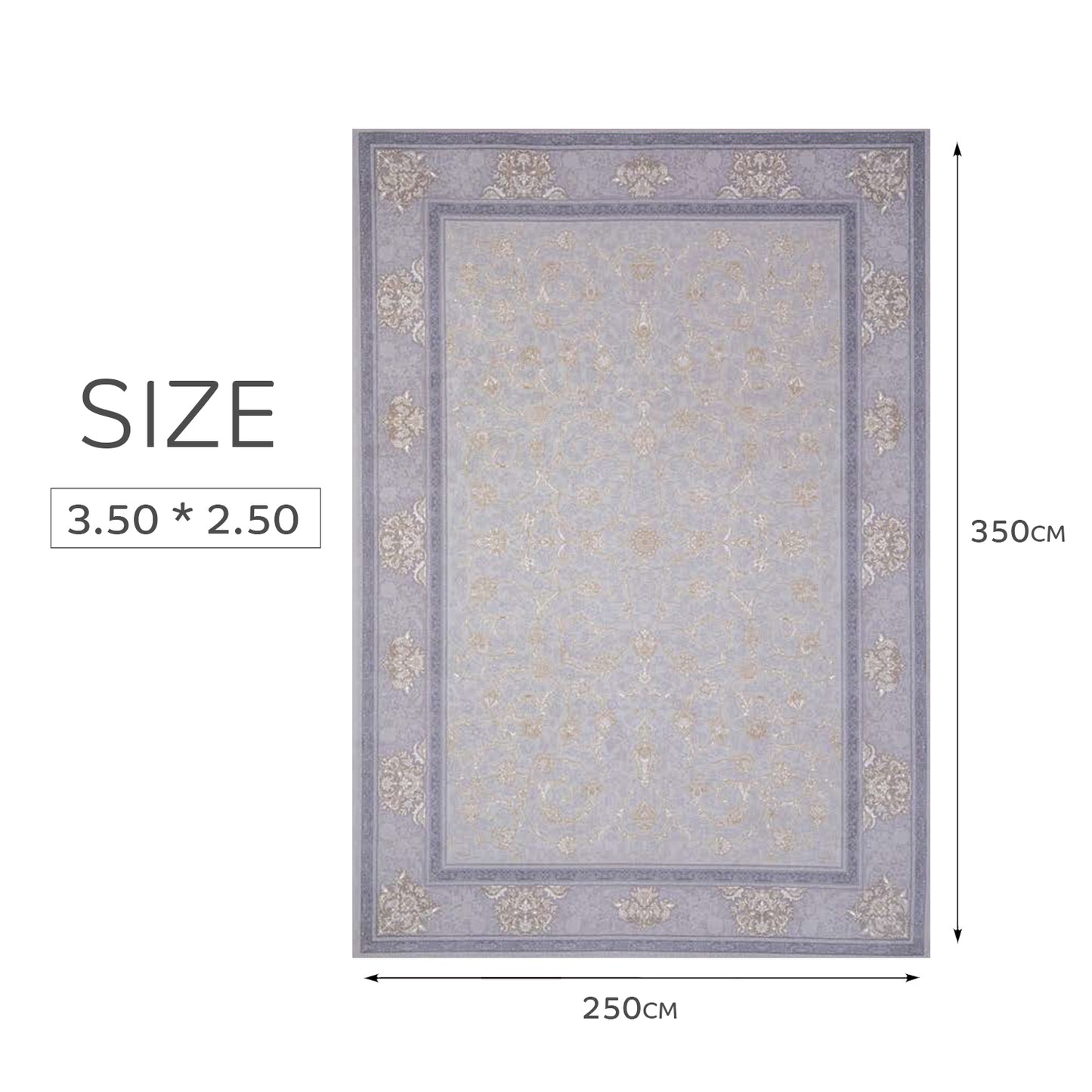 Atlantis Rug – Classic Iranian Elegance in Gray & Cream - Art World Gallery