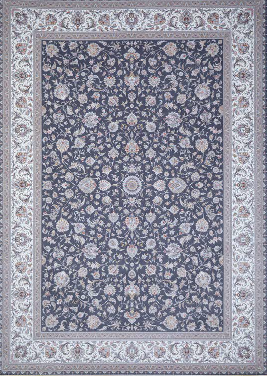 Atlantis Rug – Classic Iranian Elegance in Gray & Cream - Art World Gallery
