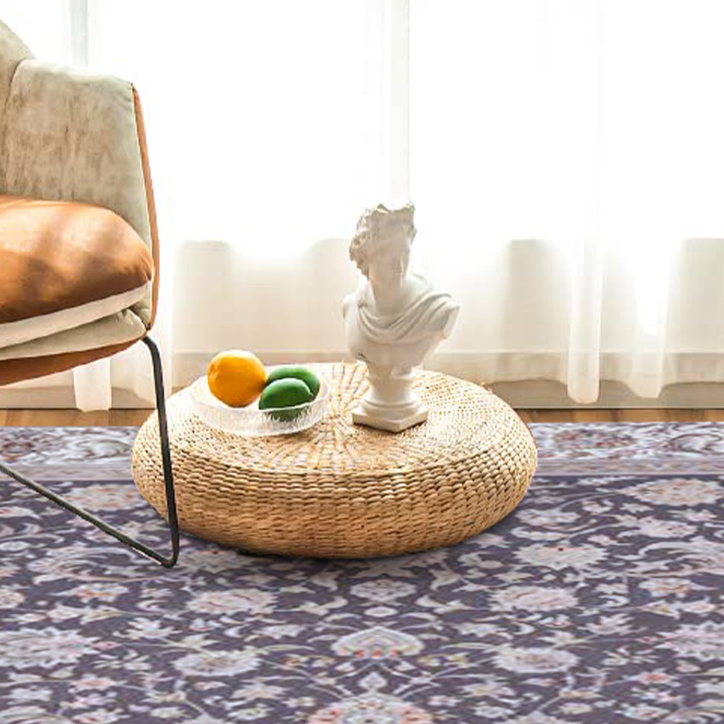 Atlantis Rug – Classic Iranian Elegance in Gray & Cream - Art World Gallery