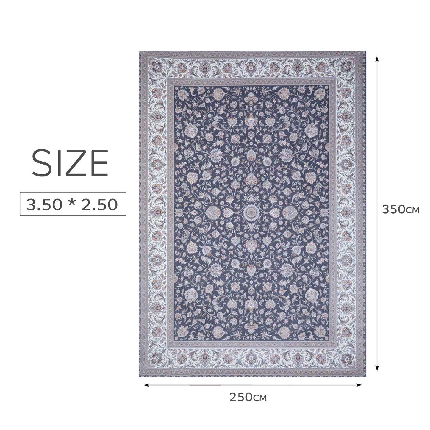 Atlantis Rug – Classic Iranian Elegance in Gray & Cream - Art World Gallery