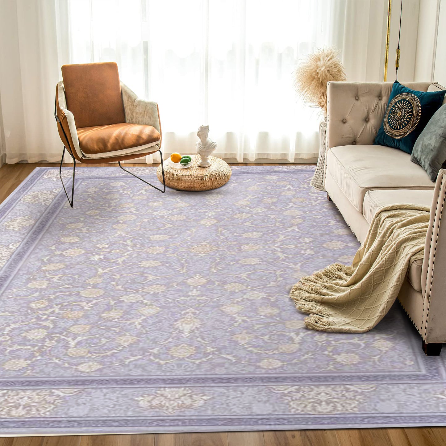Atlantis Rug – Classic Iranian Elegance in Gray & Cream - Art World Gallery