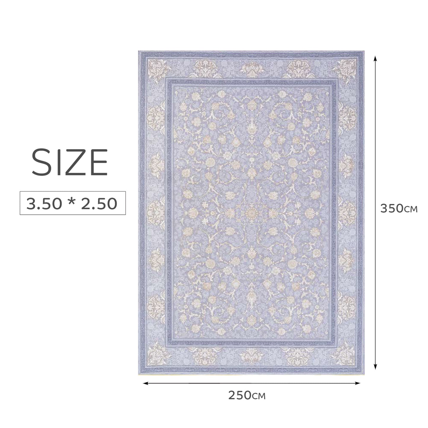 Atlantis Rug – Classic Iranian Elegance in Gray & Cream - Art World Gallery