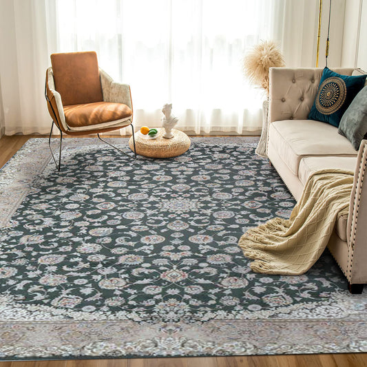 Atlantis Rug – Classic Iranian Elegance in Gray & Cream - Art World Gallery