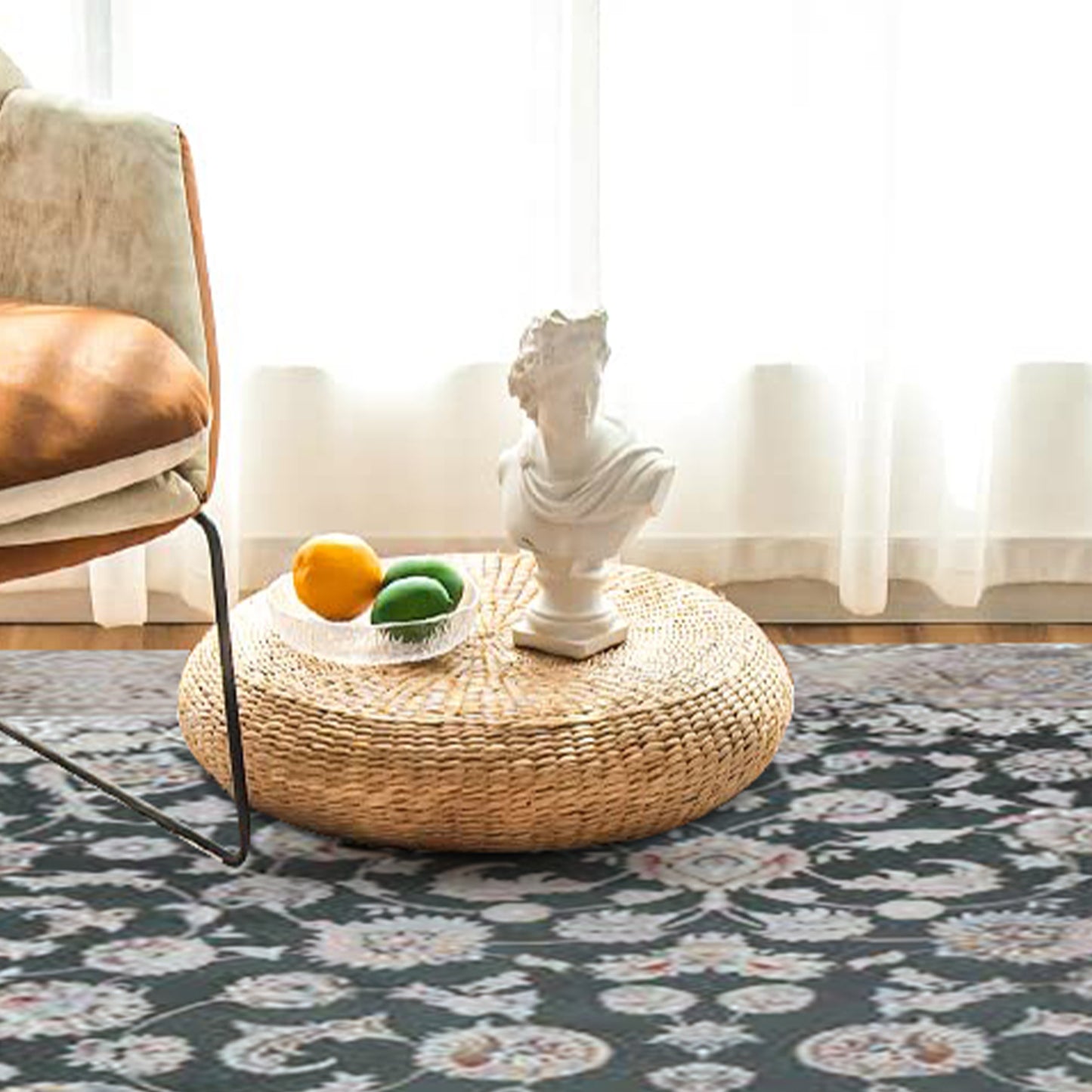 Atlantis Rug – Classic Iranian Elegance in Gray & Cream - Art World Gallery