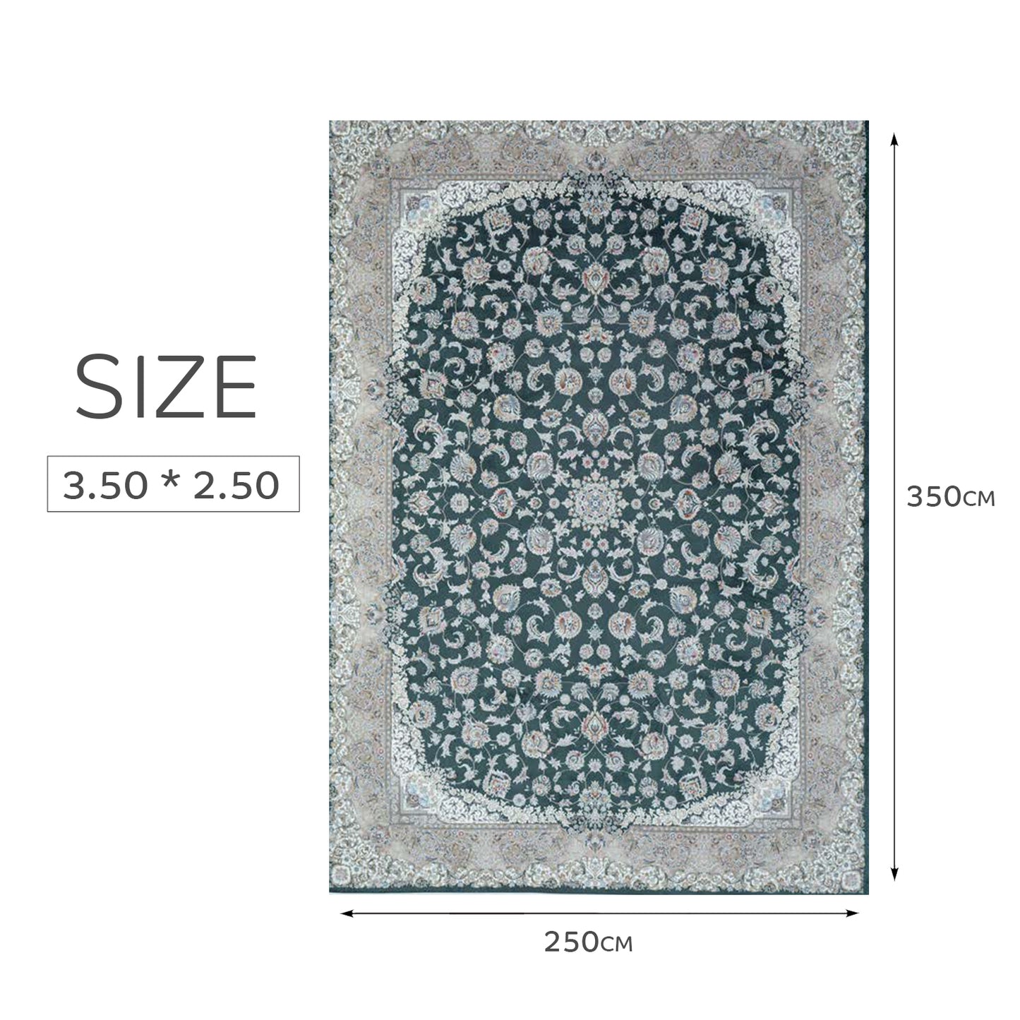 Atlantis Rug – Classic Iranian Elegance in Gray & Cream - Art World Gallery