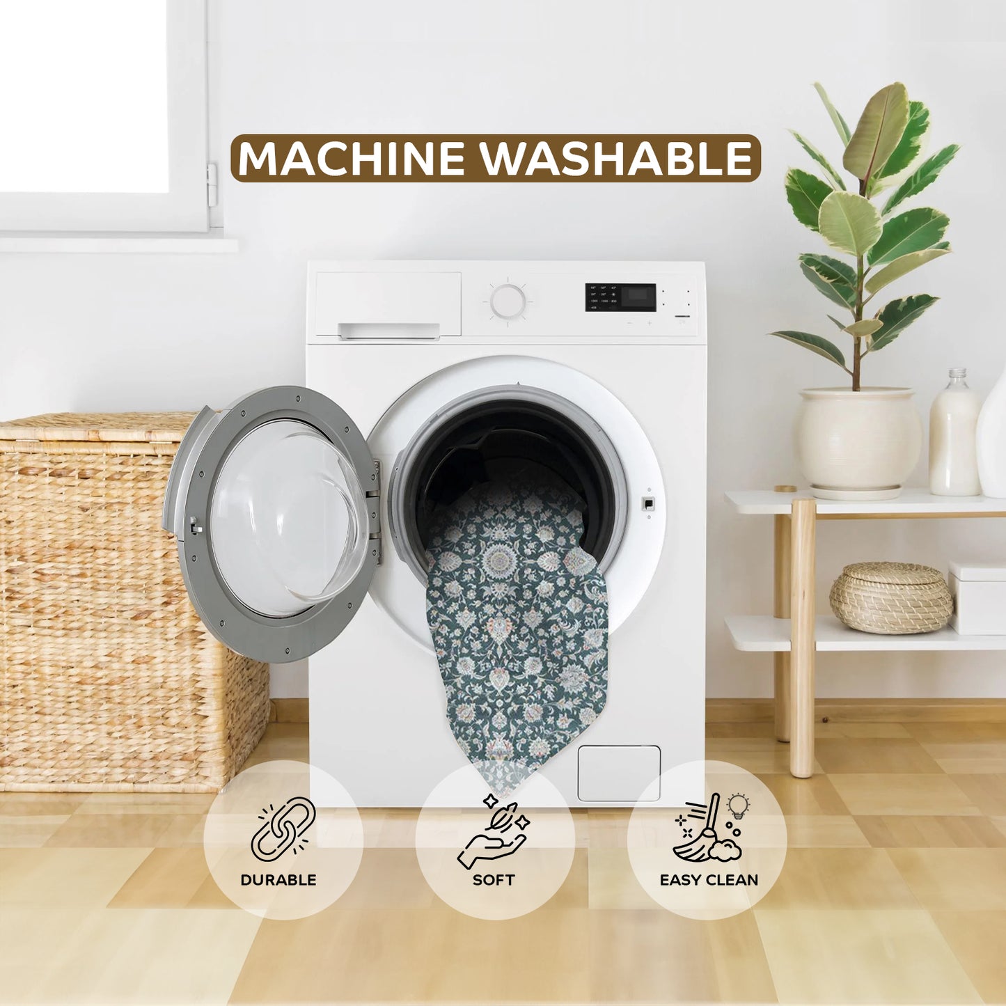 Atlantis Rug – Classic Iranian Elegance in Green & Cream - Art World Gallery