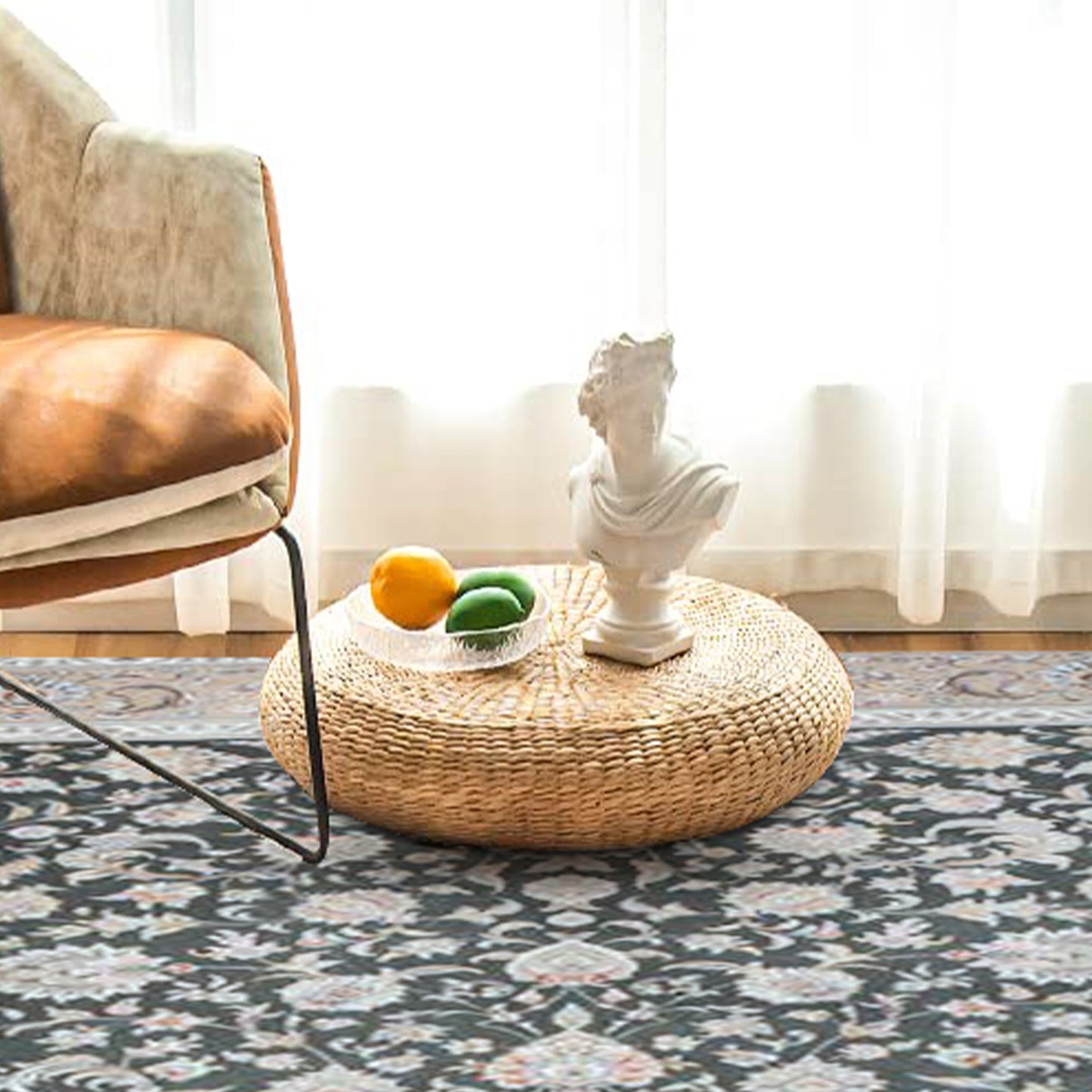 Atlantis Rug – Classic Iranian Elegance in Green & Cream - Art World Gallery