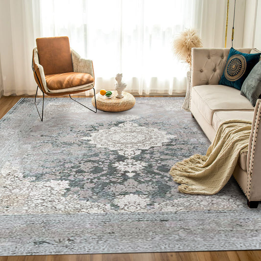 Atlantis Rug – Classic Iranian Elegance in Green & Cream - Art World Gallery