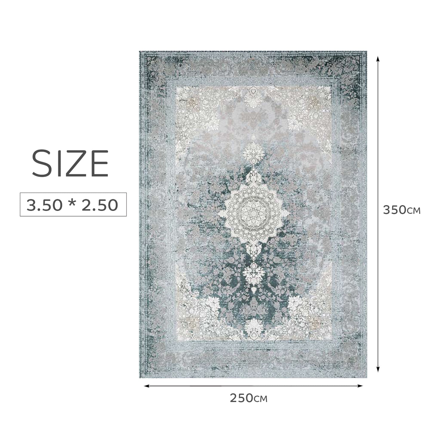 Atlantis Rug – Classic Iranian Elegance in Green & Cream - Art World Gallery