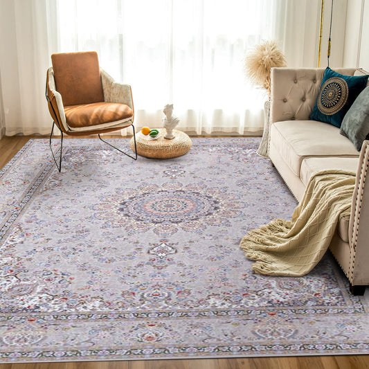 Atlantis Rug – Classic Iranian Elegance in Khaki & Cream - Art World Gallery