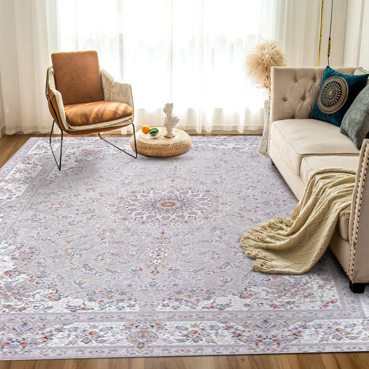 Atlantis Rug – Classic Iranian Elegance in Khaki & Cream - Art World Gallery