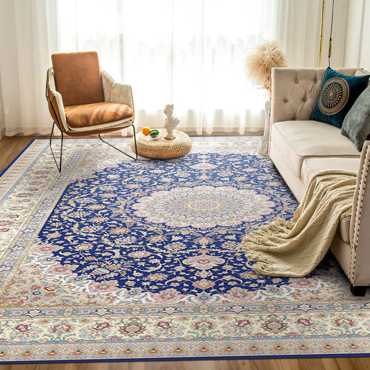 Hanachi Rug – Classic Elegance in Blue & Cream - Art World Gallery