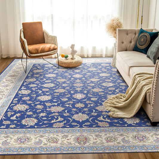 Contemporary Silk Rug – Classic Elegance in Blue & Cream - Art World Gallery