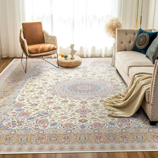 Hanachi Rug – Classic Elegance in Khaki & Cream - Art World Gallery