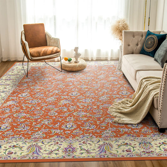 Hanachi Rug – Classic Elegance in Orange & Cream - Art World Gallery