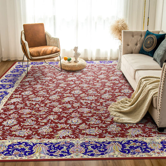 Hanachi Rug – Classic Elegance in Red & Blue - Art World Gallery